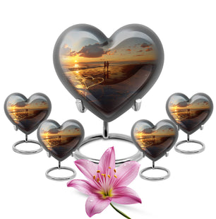 Heart Shaped  Large Urn With 4 Keepsake
