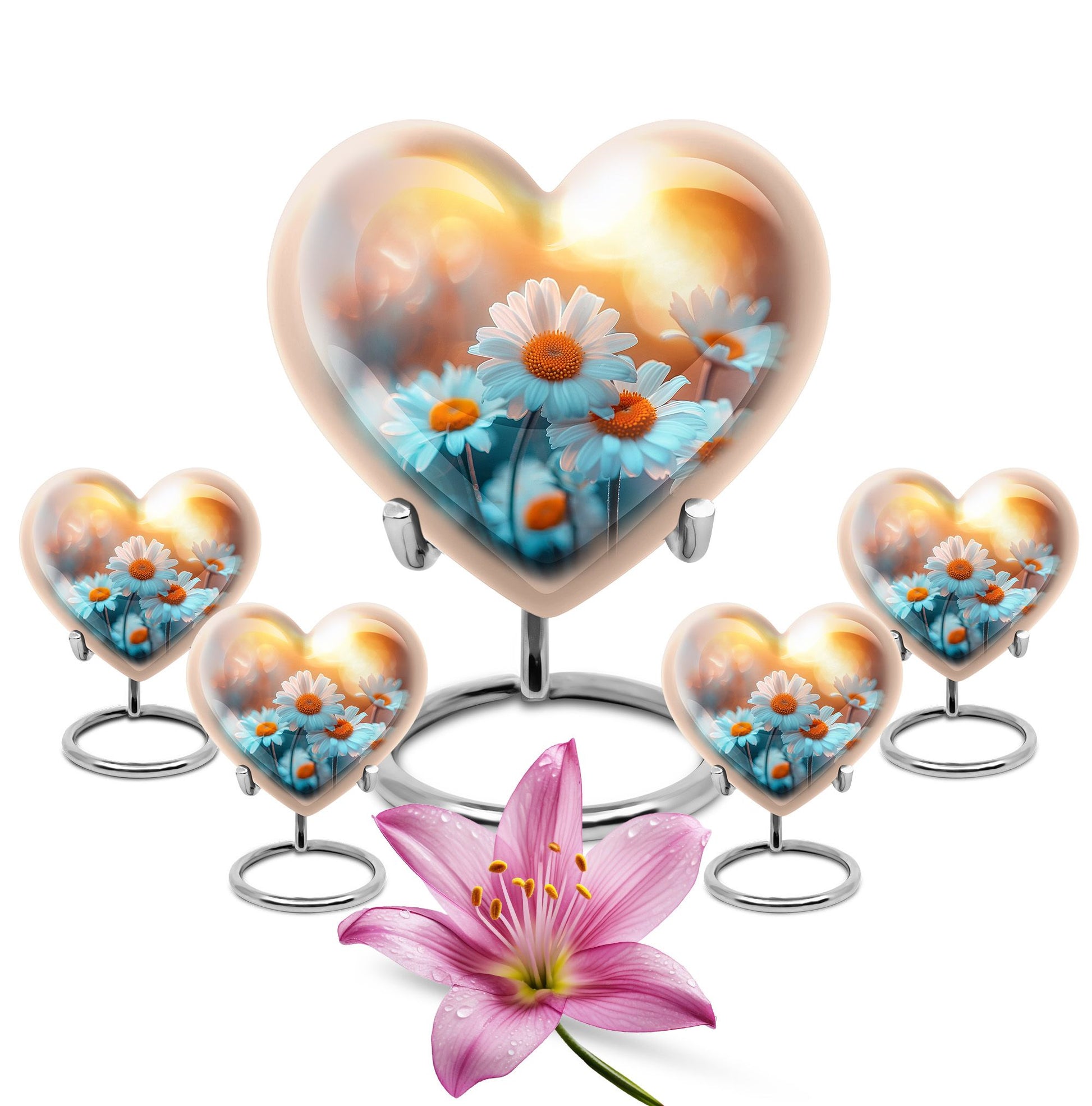 Heart Shaped  Large Urn With 4 Keepsake