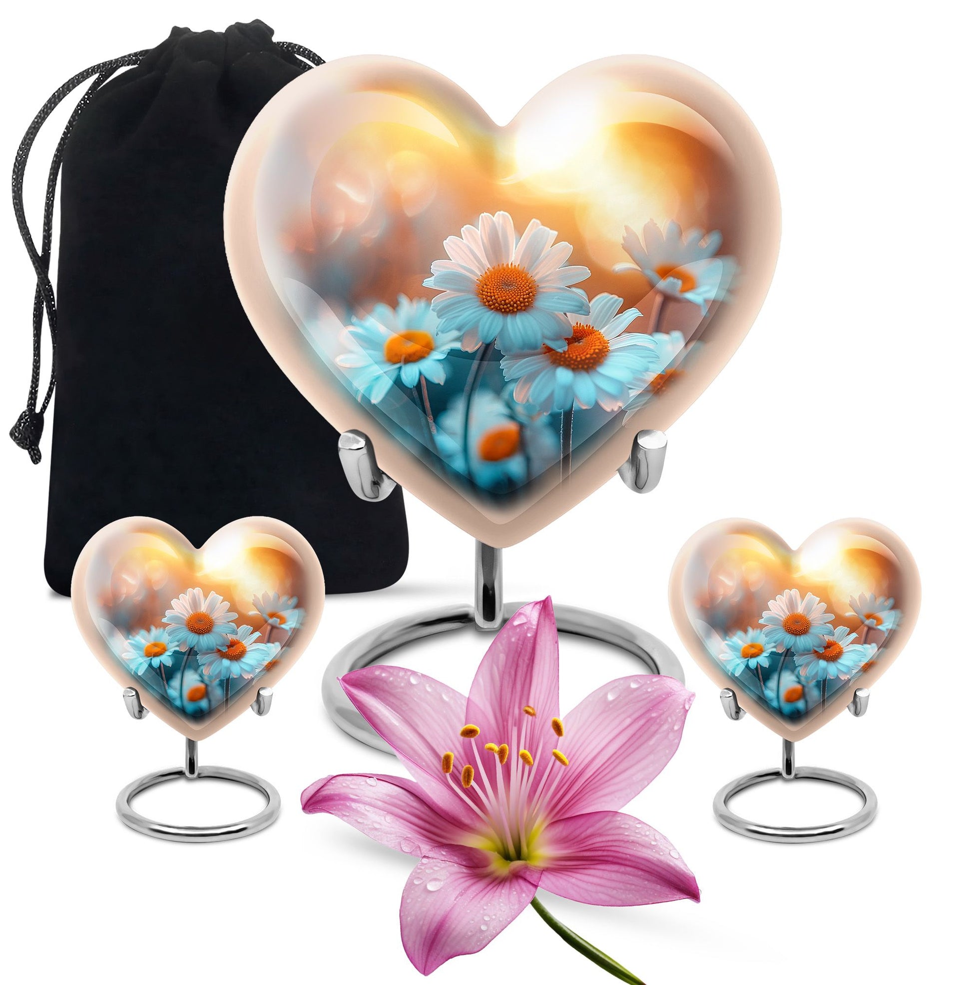 Heart Shaped  Large Urn With 2 Keepsake