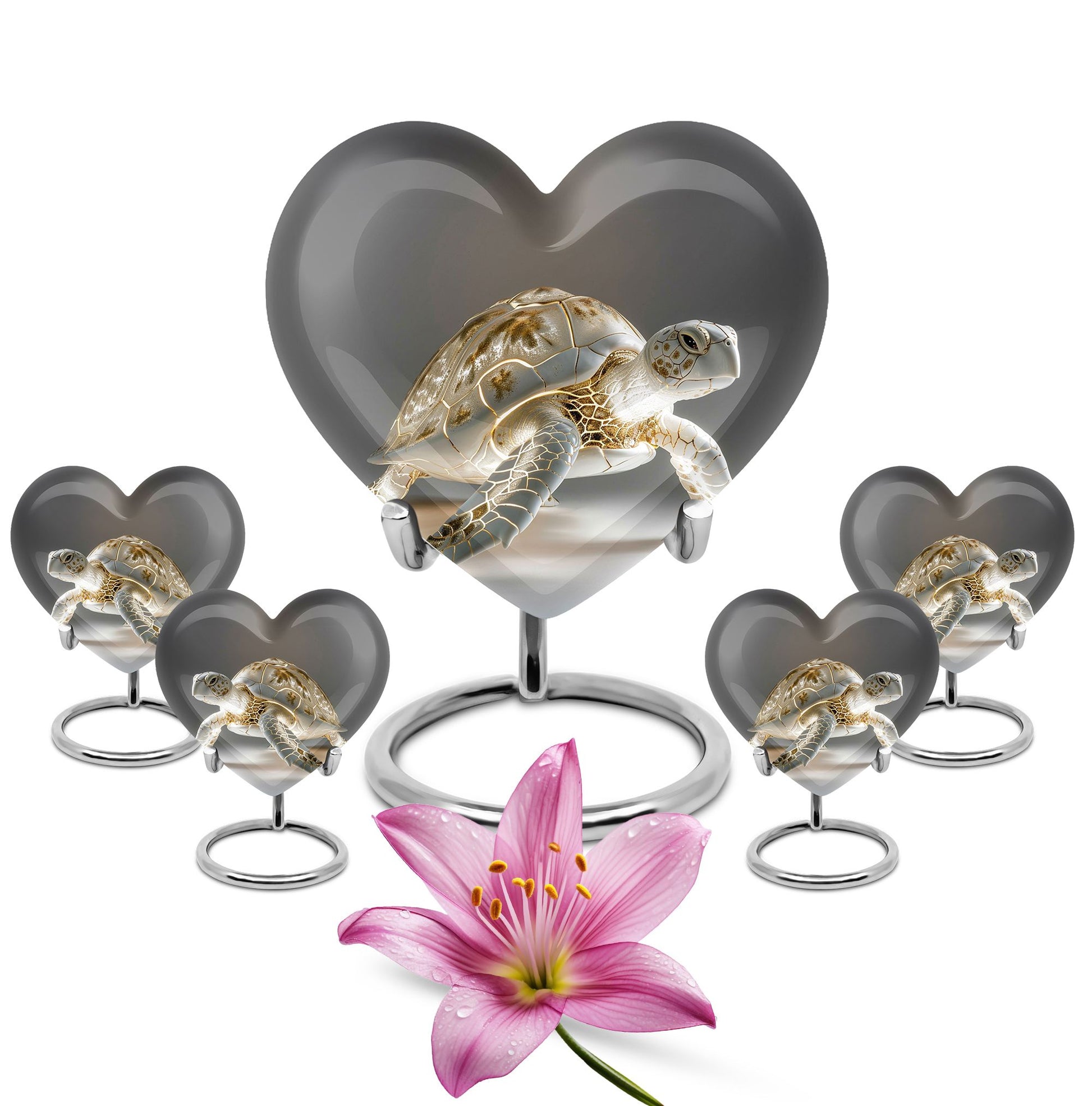 Heart Shaped  Large Urn With 4 Keepsake