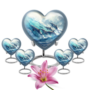 Heart Shaped  Large Urn With 4 Keepsake
