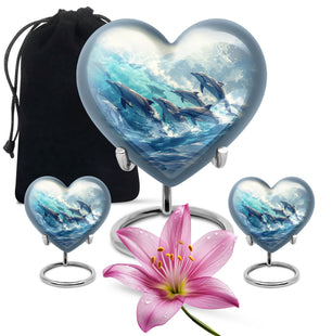 Heart Shaped  Large Urn With 2 Keepsake