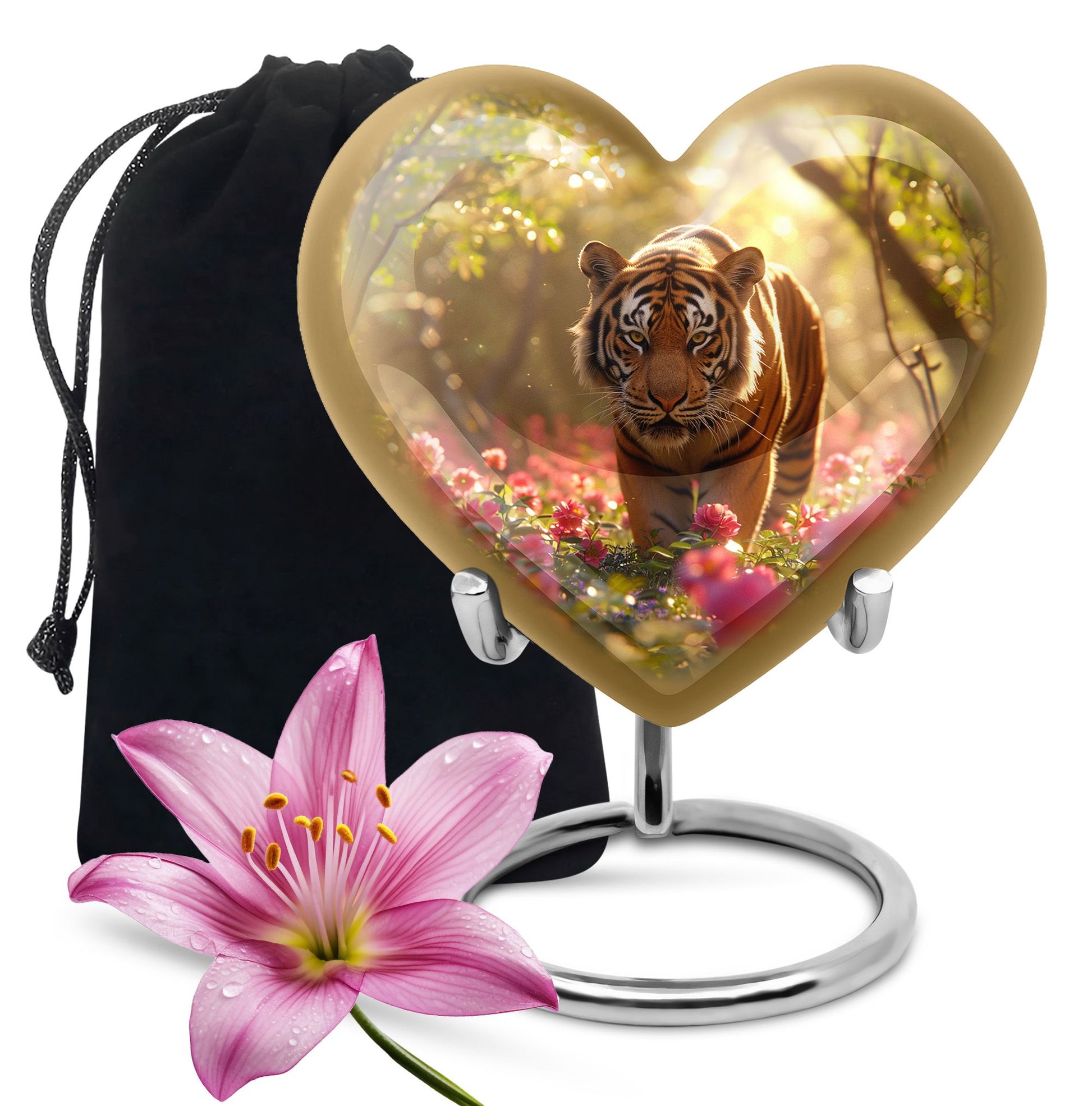 Heart Shaped Tiger Urn Large Urn 10 Inch