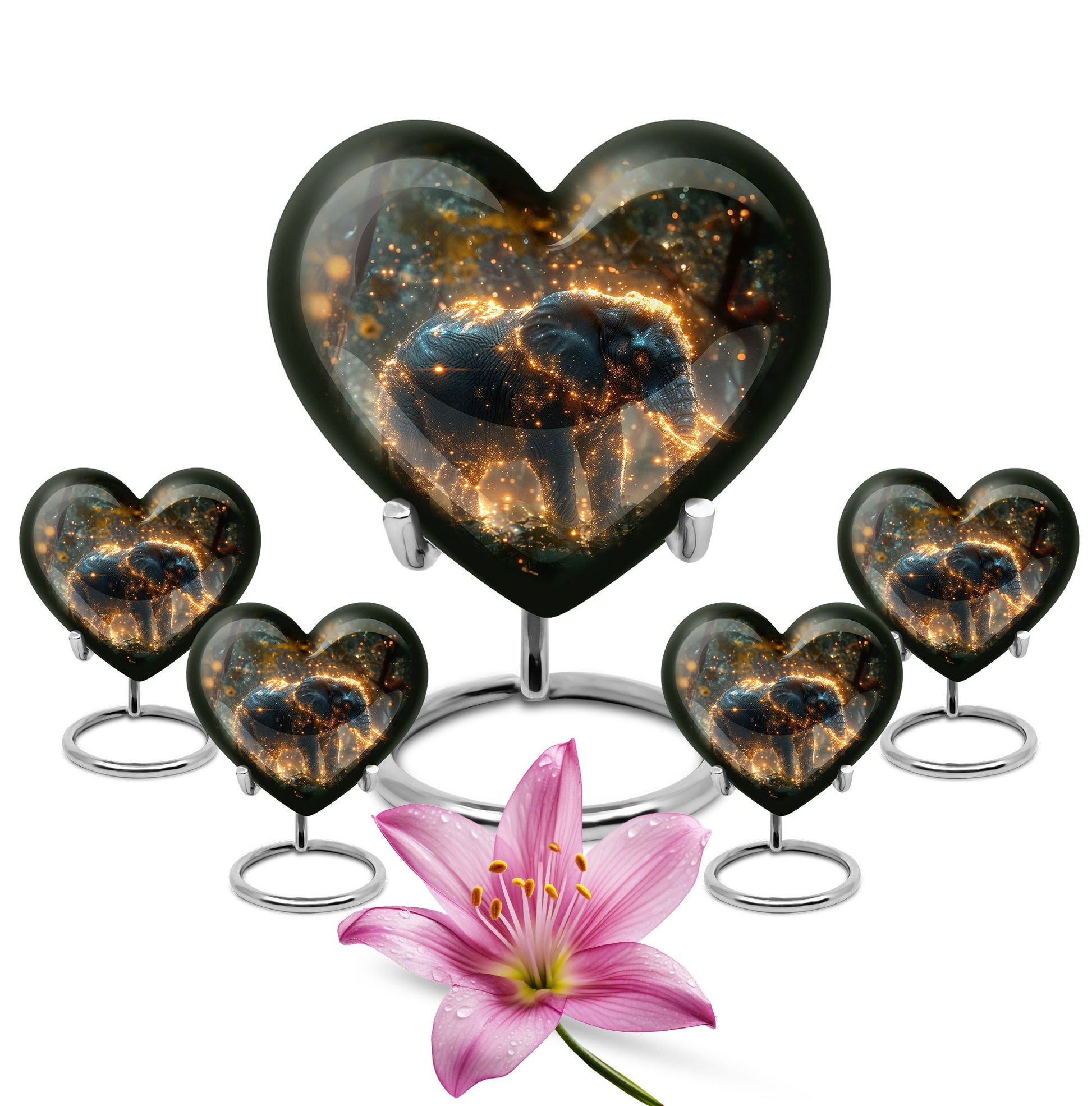 Heart Shaped  Large Urn With 4 Keepsake