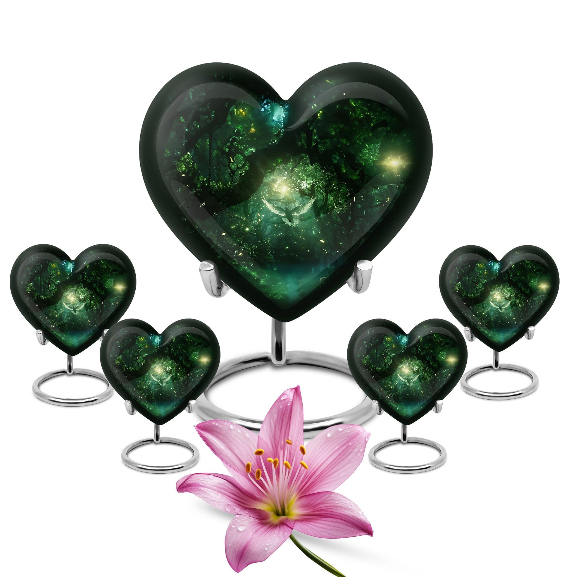 Heart Shaped  Large Urn With 4 Keepsake