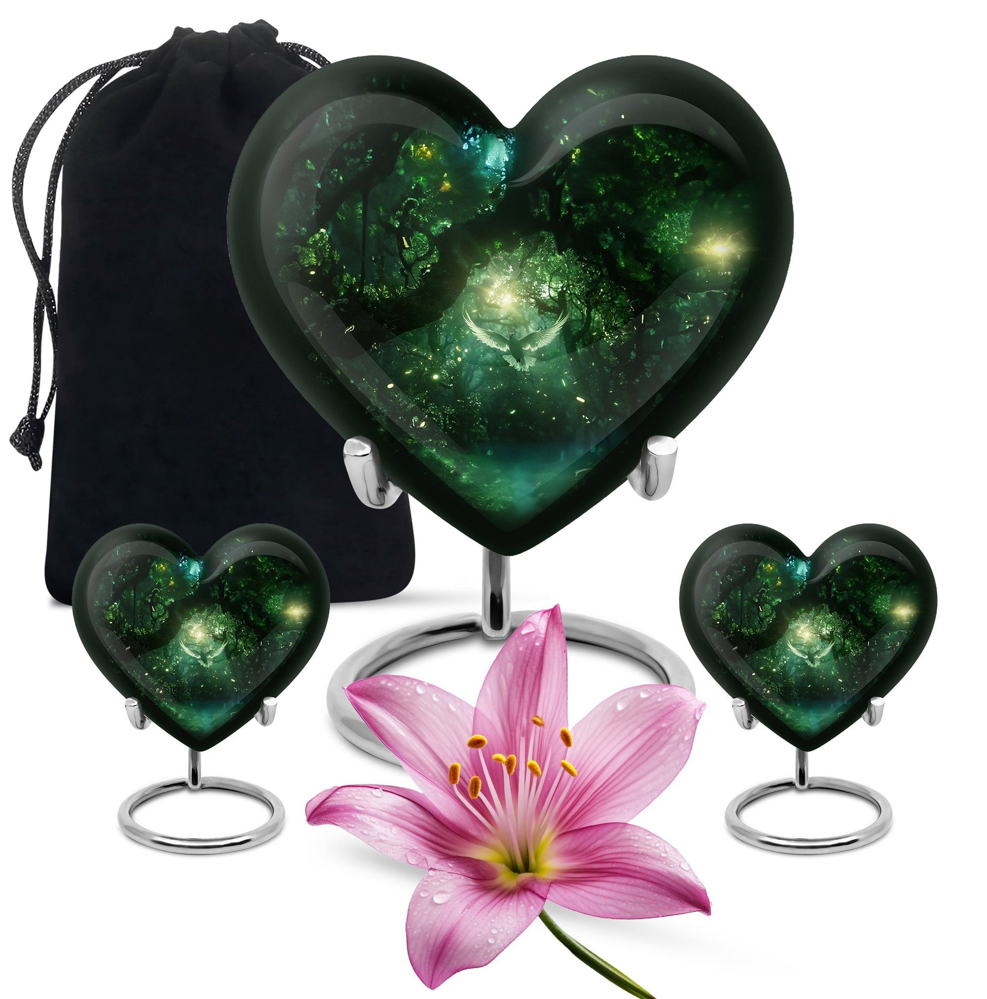 Heart Shaped  Large Urn With 2 Keepsake