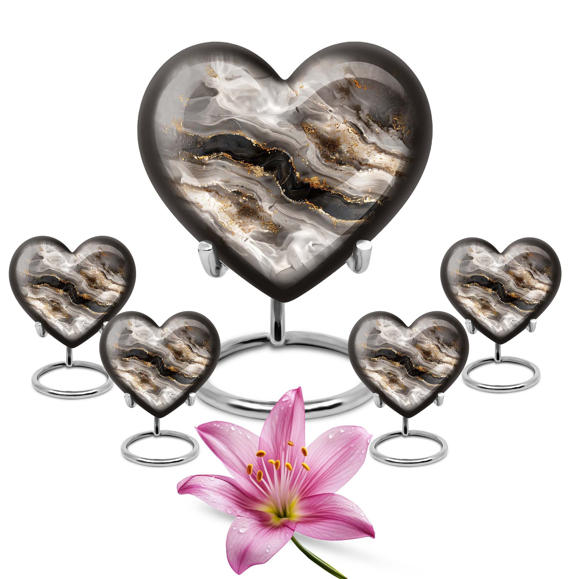 Heart Shaped  Large Urn With 4 Keepsake