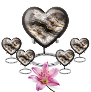 Heart Shaped  Large Urn With 4 Keepsake