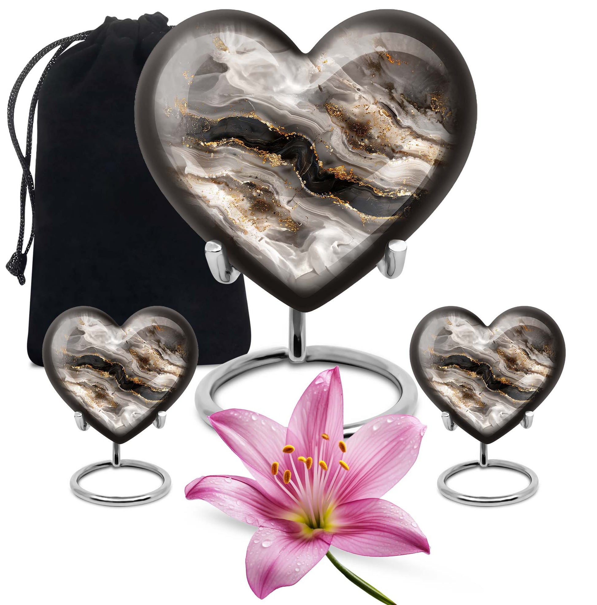 Heart Shaped  Large Urn With 2 Keepsake