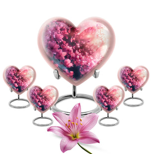 Pink Butterfly Custom Urns For Human Ashes Funeral, Ashes Memorial Urn