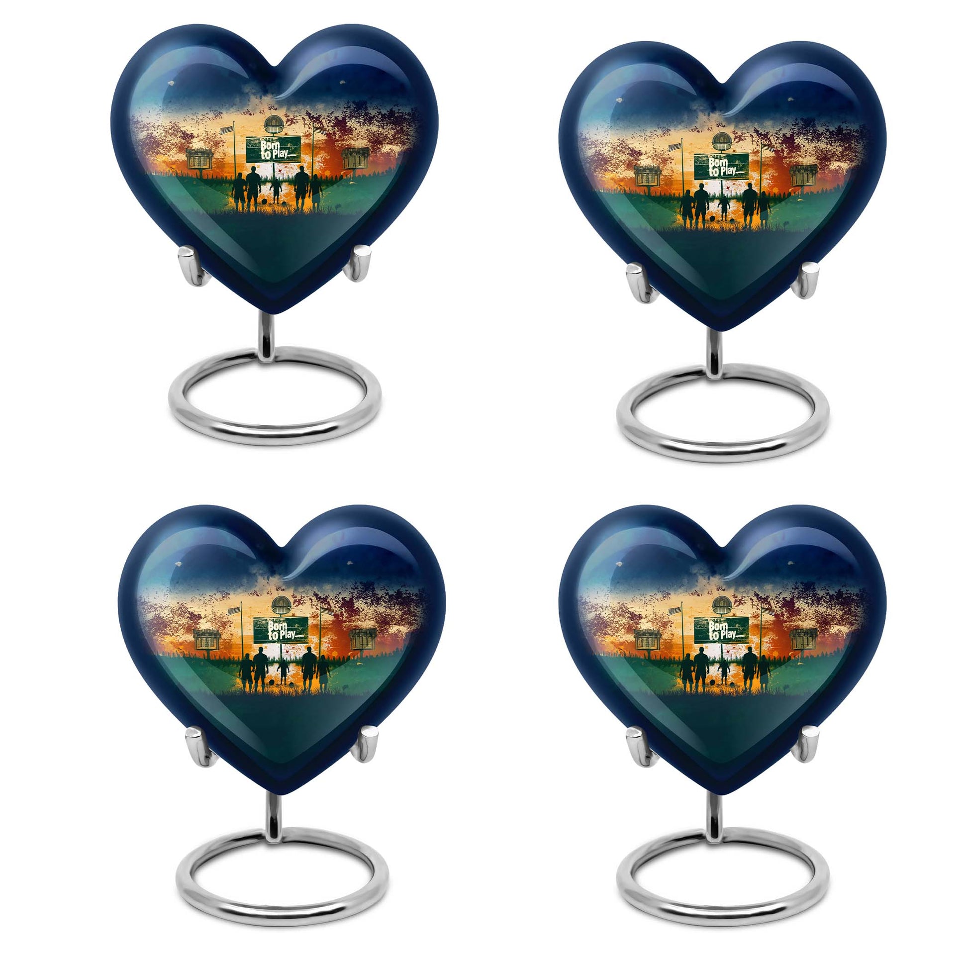 Football Keepsake Teardrop, Heart Cremation Urn For Ashes