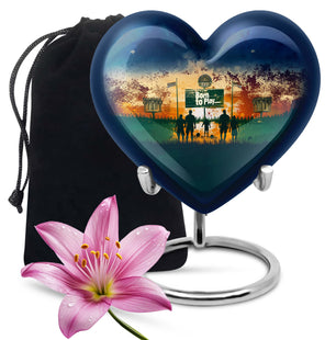 Football Keepsake Teardrop, Heart Cremation Urn For Ashes