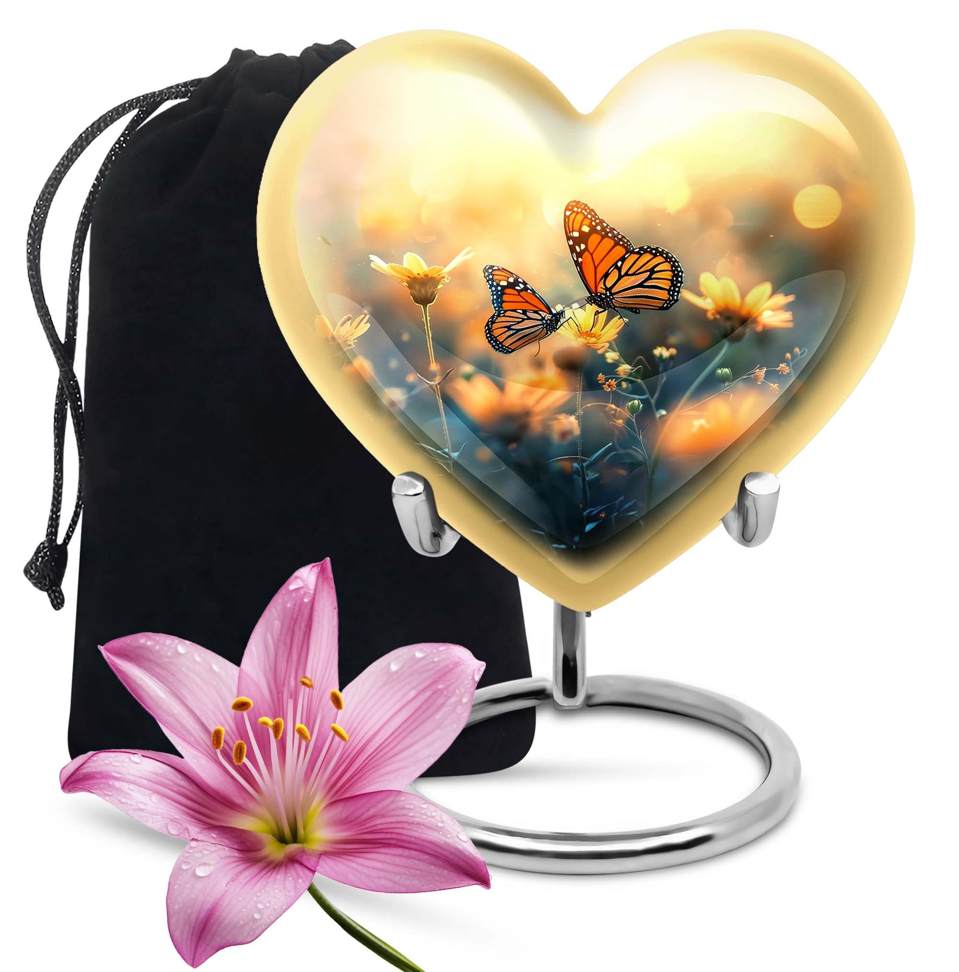 Heart Shaped Butterfly Urn Large Urn 10 Inch