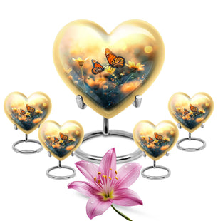 Heart Shaped  Large Urn With 4 Keepsake