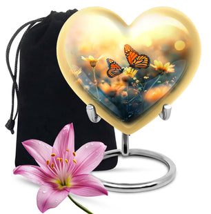 Heart Shaped Butterfly Urn Large Urn 10 Inch