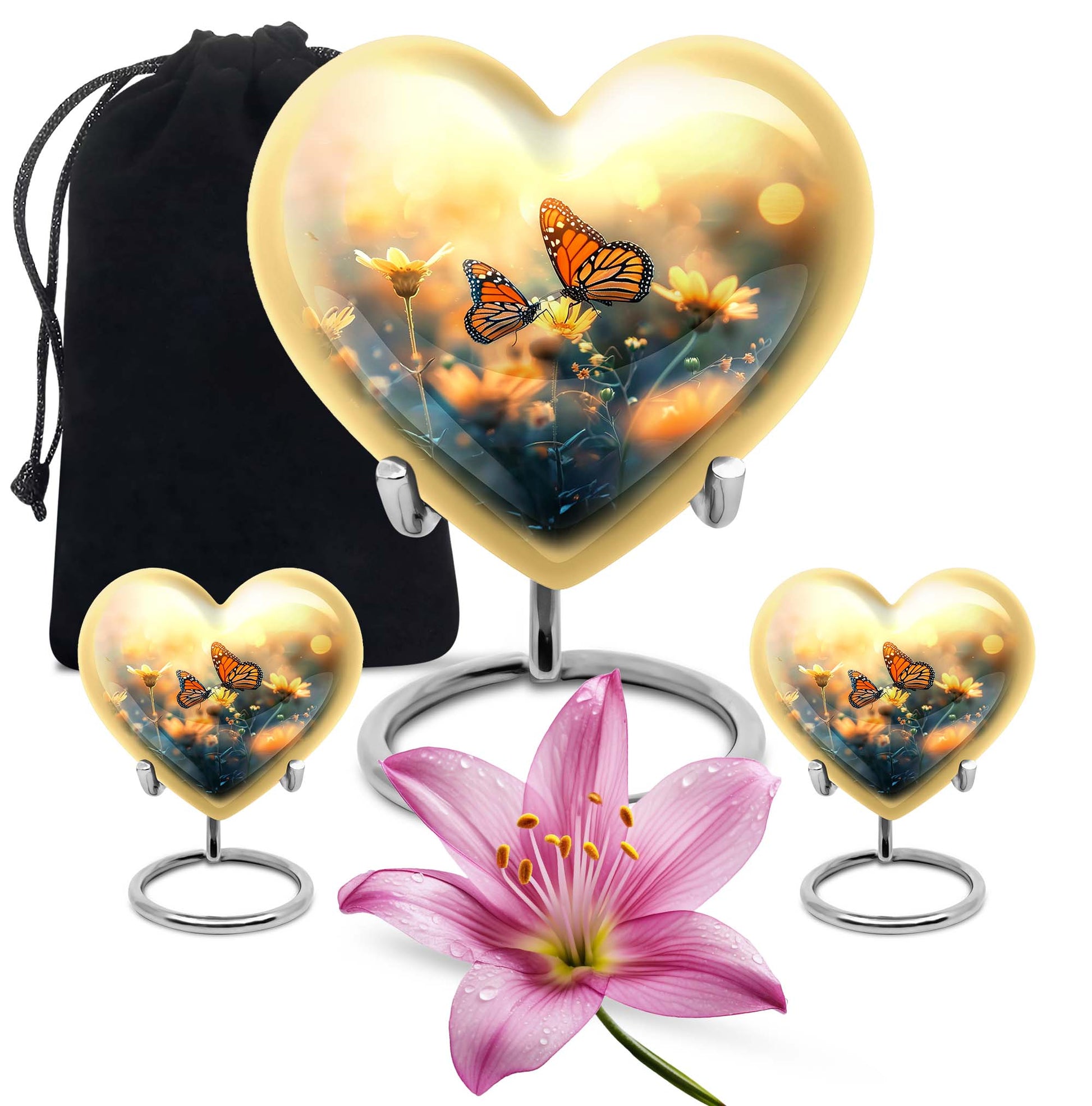 Heart Shaped  Large Urn With 2 Keepsake