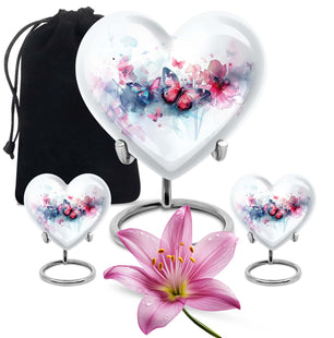 Heart Shaped  Large Urn With 2 Keepsake