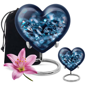 Diamond Urns For Men Large Teardrop, Heart Urn For Ashes