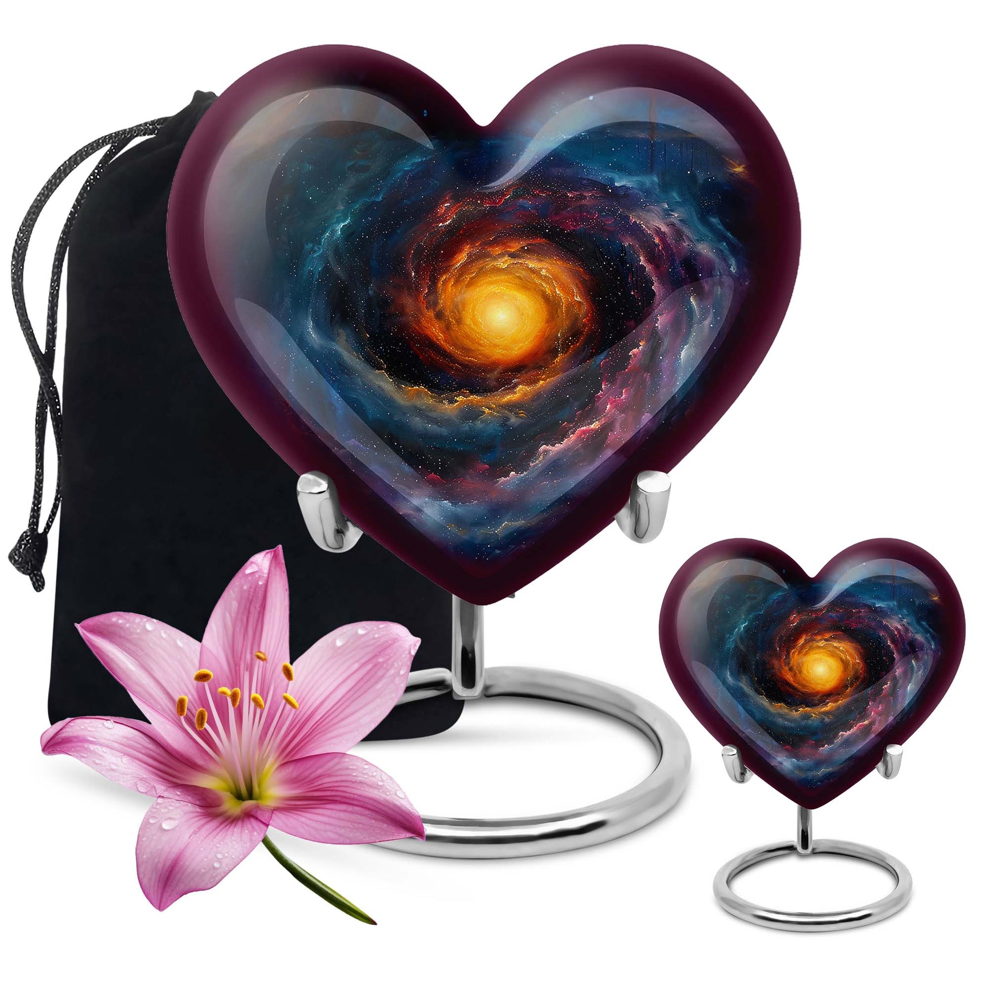Galaxy Urn For Son Teardrop, Heart Cremation Urn