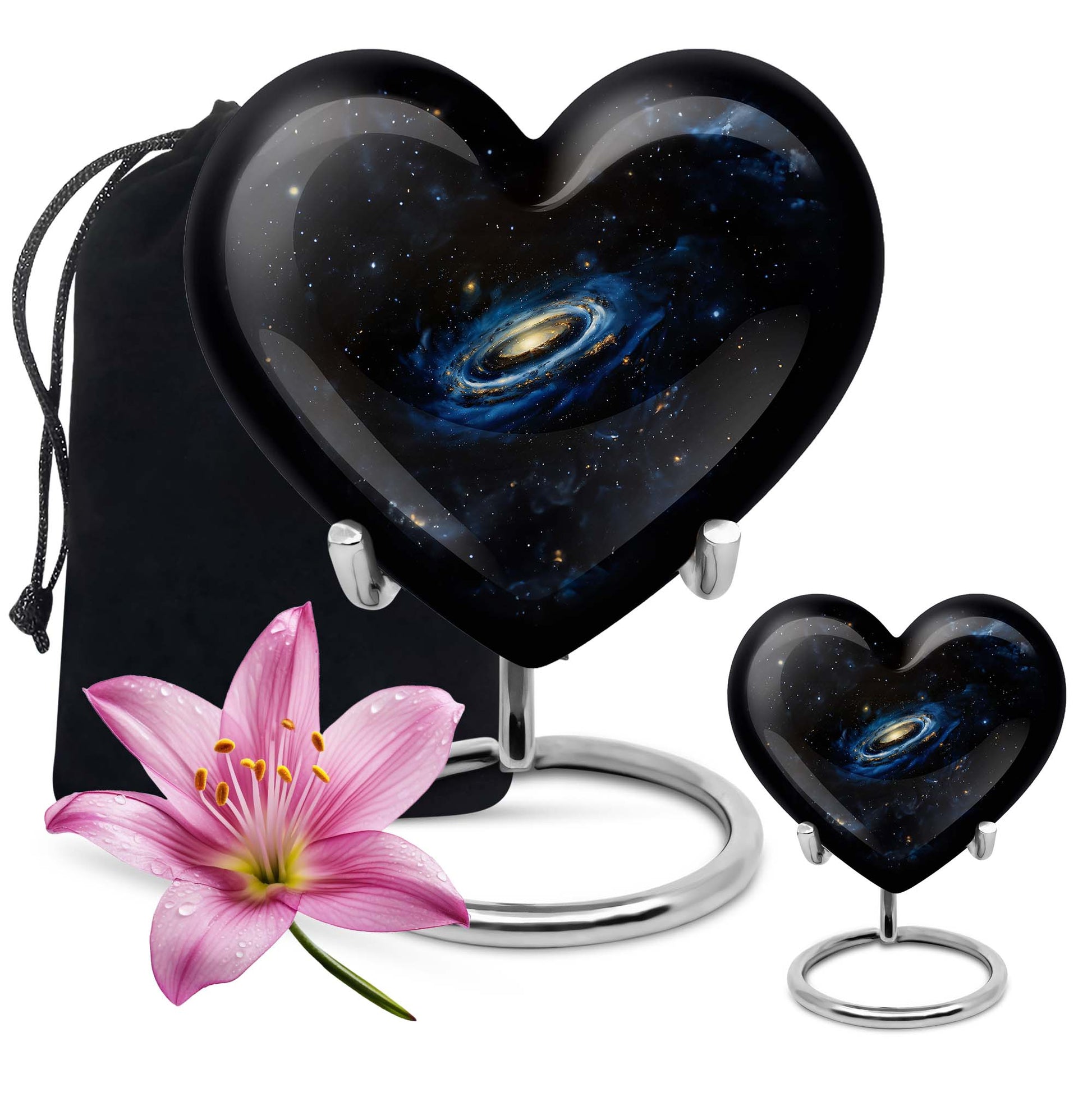 Galaxy Cremation Urns For Ashes For Women Teardrop, Heart Shape Urn