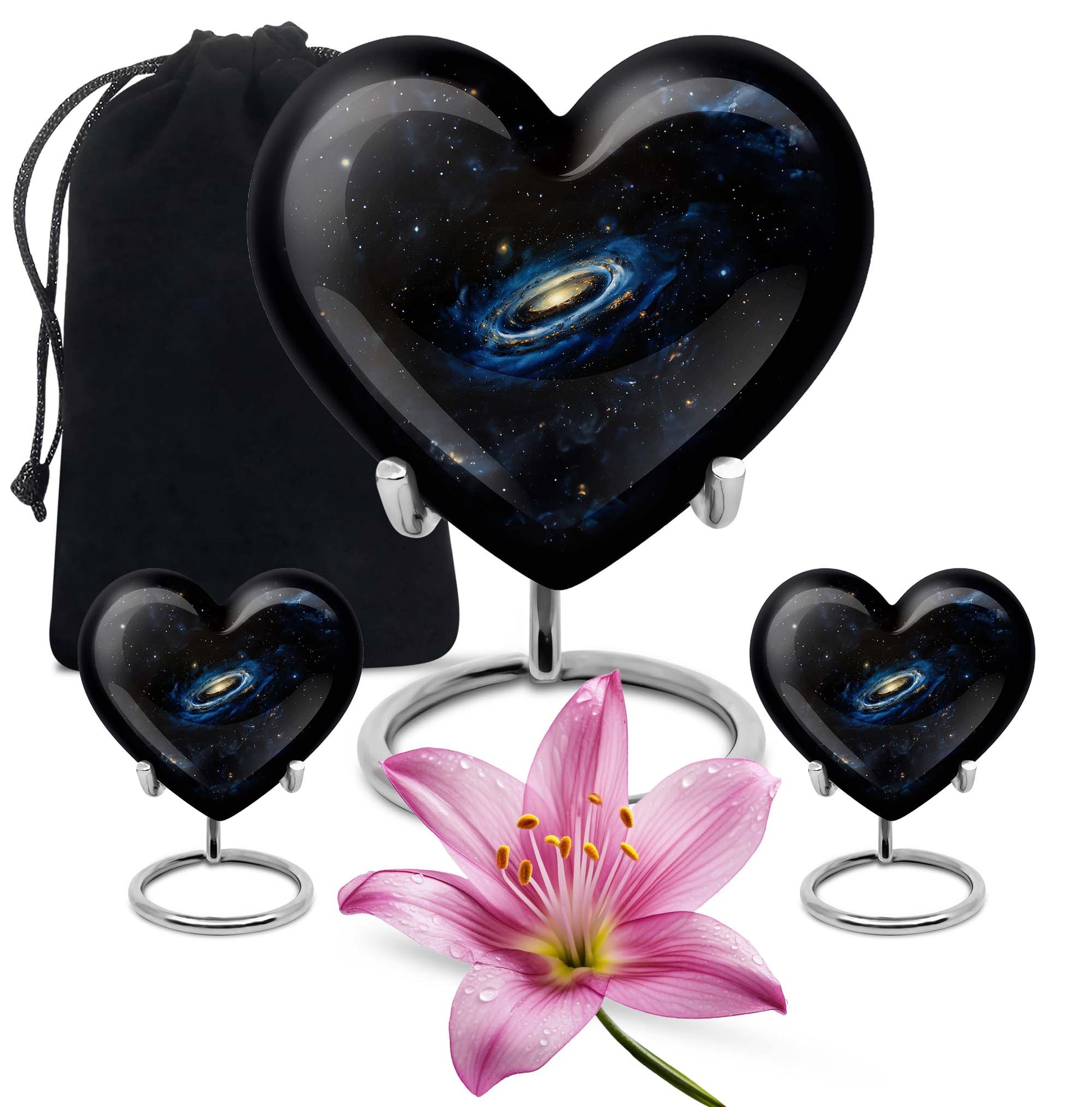 Galaxy Cremation Urns For Ashes For Women Teardrop, Heart Shape Urn