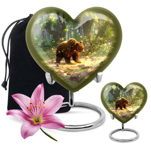 Bear Cremation Urns For Burial Teardrop, Heart Shape Urn