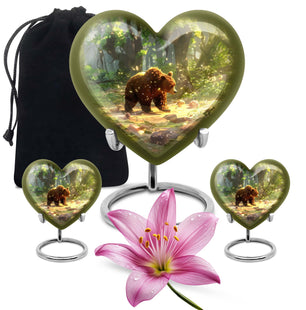 Bear Cremation Urns For Burial Teardrop, Heart Shape Urn