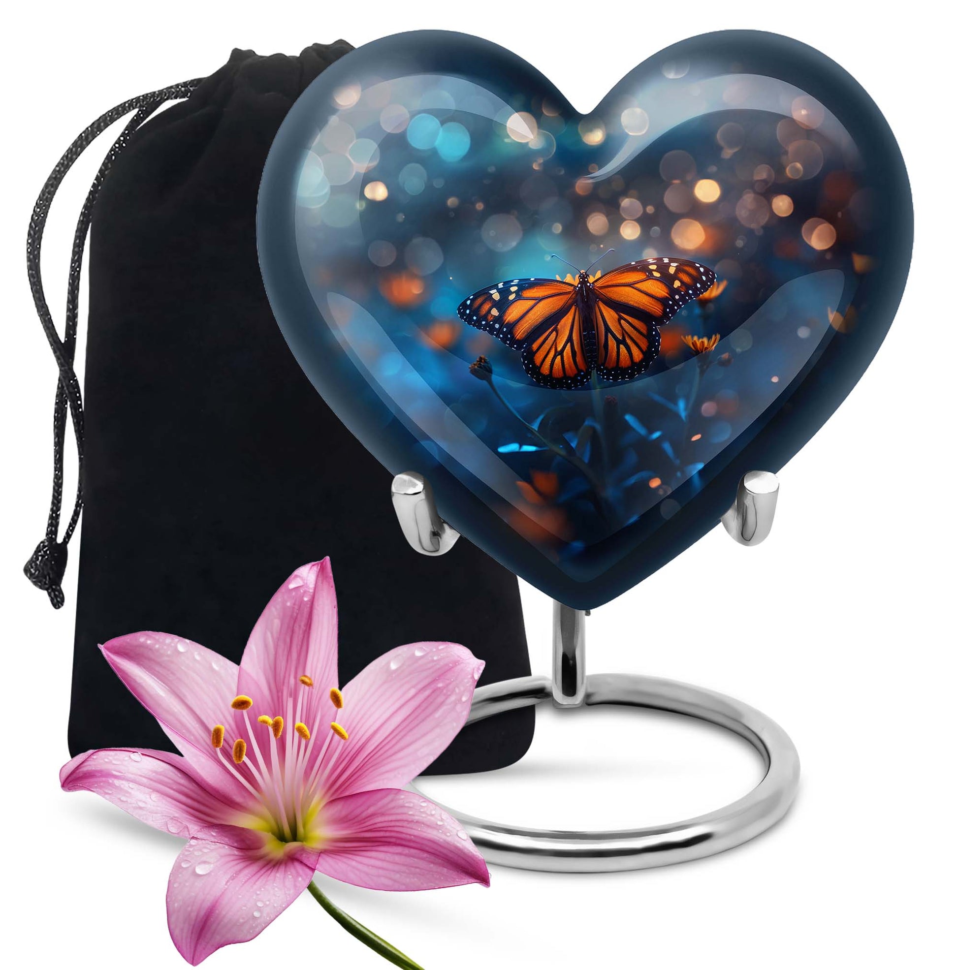 Heart Shaped Butterfly Urn Large Urn 10 Inch