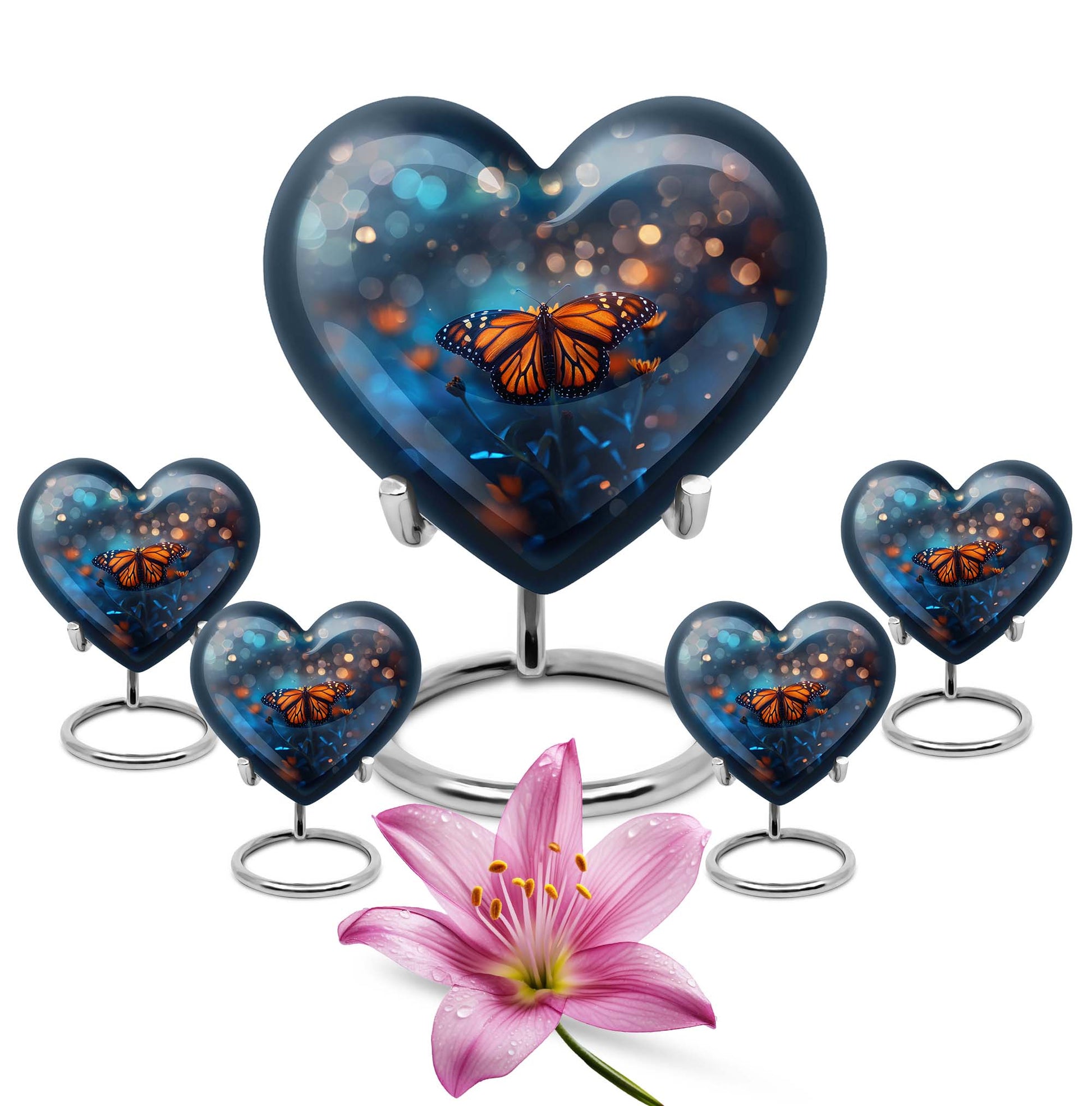 Heart Shaped  Large Urn With 4 Keepsake