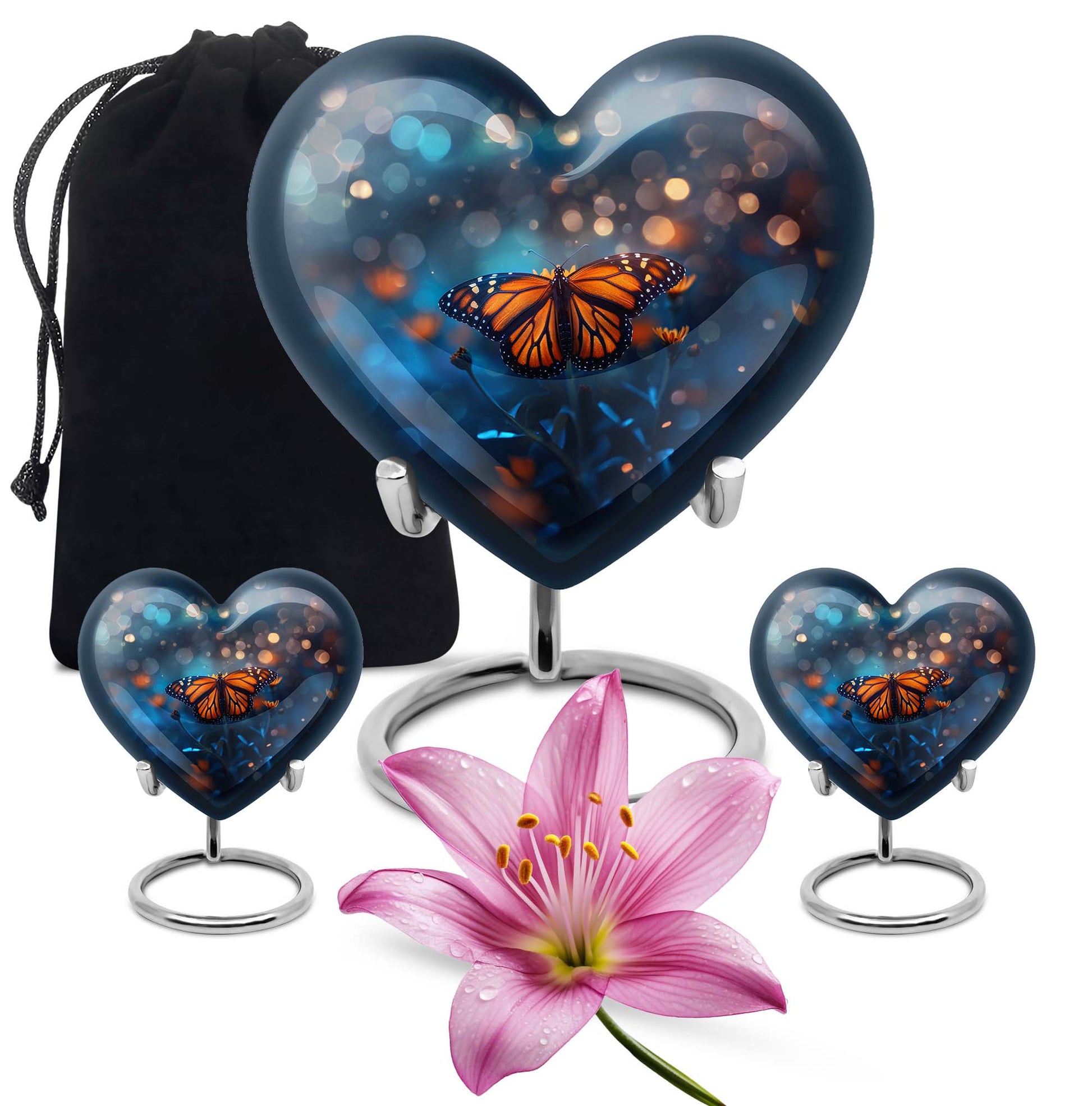 Heart Shaped  Large Urn With 2 Keepsake