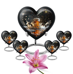 Heart Shaped  Large Urn With 4 Keepsake