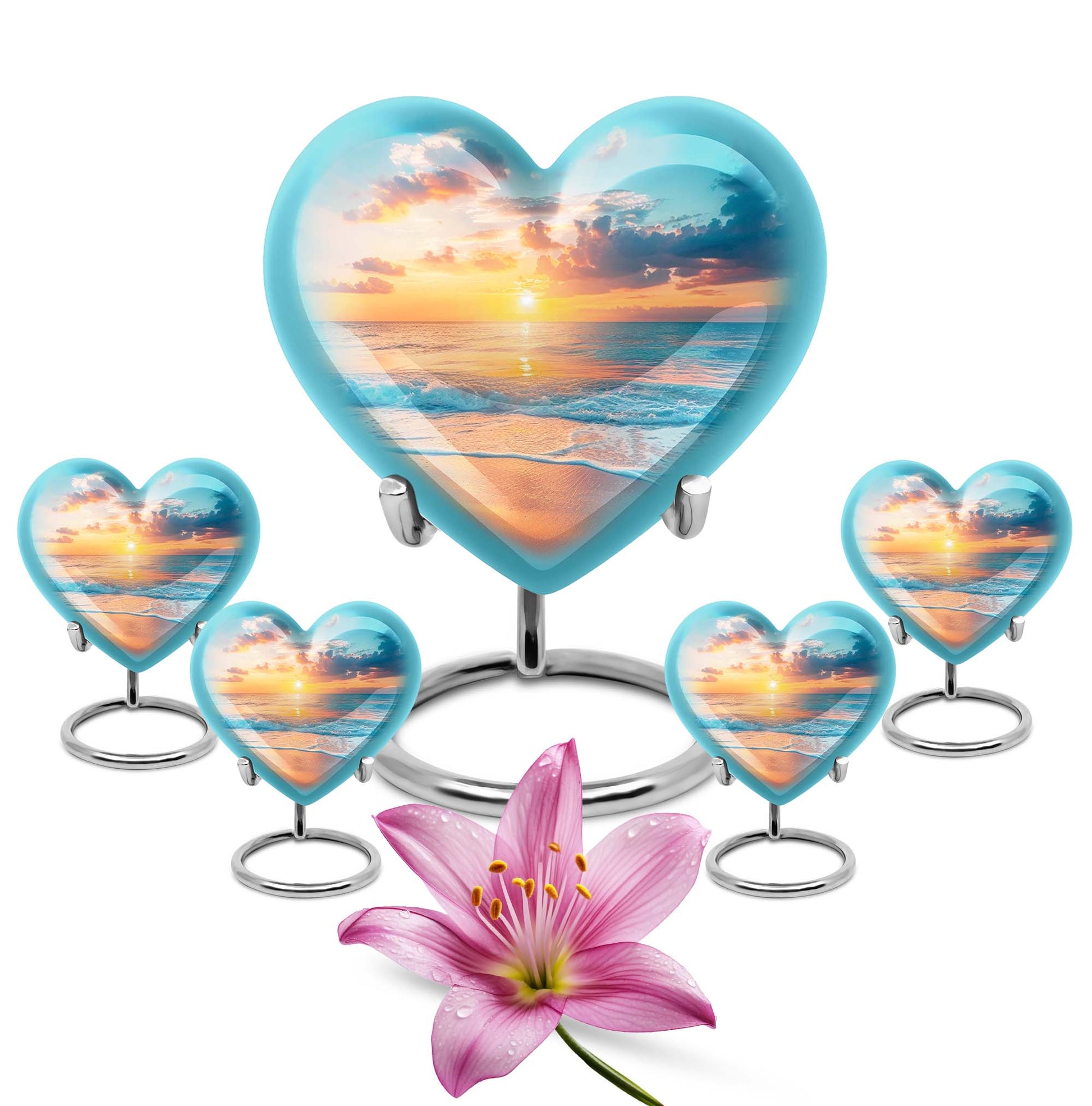 Heart Shaped  Large Urn With 4 Keepsake