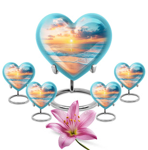 Heart Shaped  Large Urn With 4 Keepsake