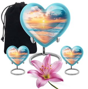 Heart Shaped  Large Urn With 2 Keepsake