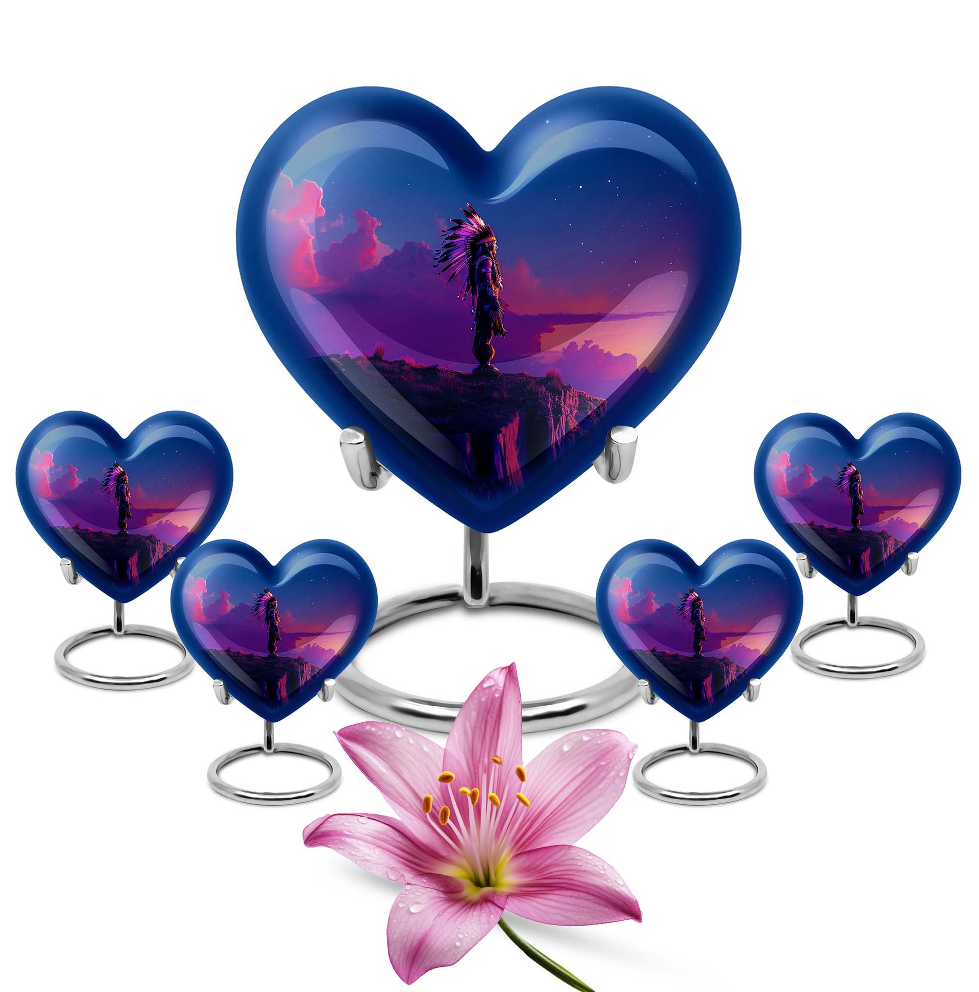 Heart Shaped  Large Urn With 4 Keepsake
