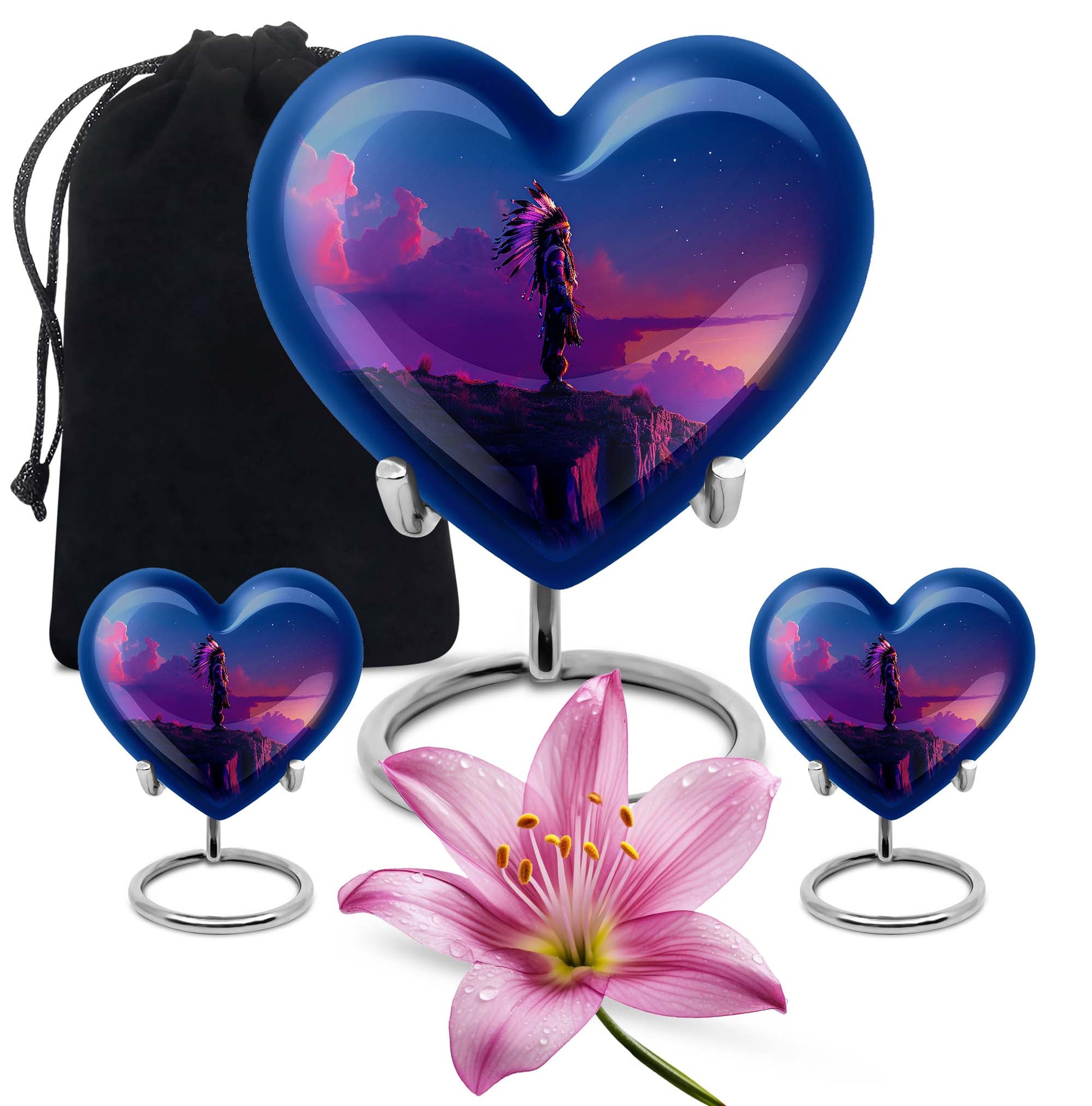 Heart Shaped  Large Urn With 2 Keepsake