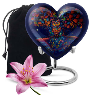 Heart Shaped Owl Urn Large Urn 10 Inch