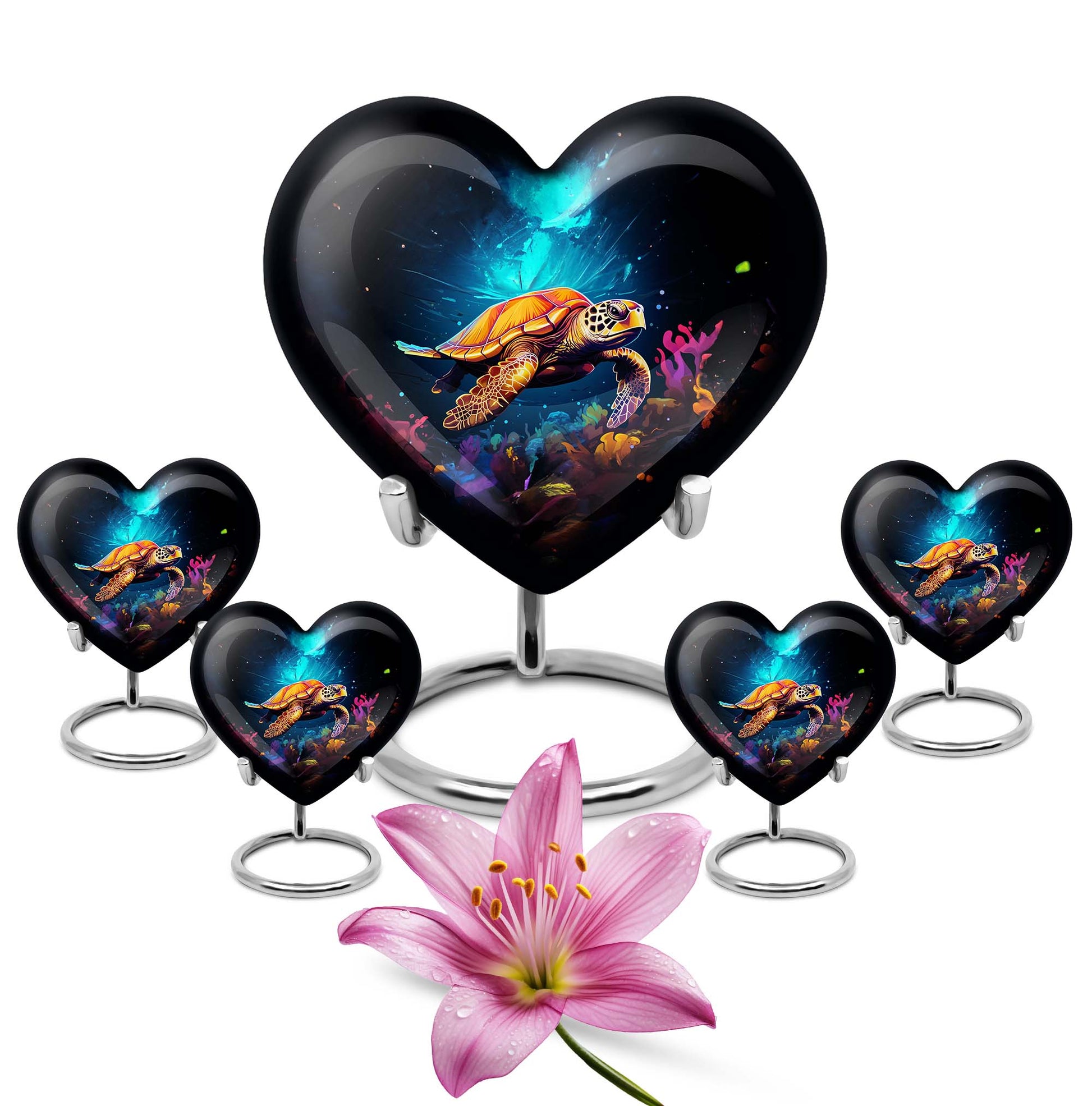 Heart Shaped  Large Urn With 4 Keepsake