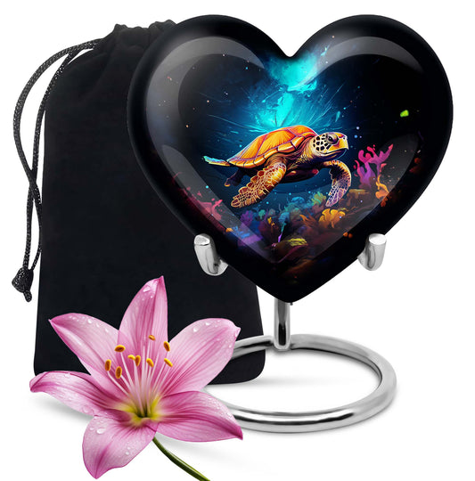 Heart Shaped Turtle Urn Large Urn 10 Inch