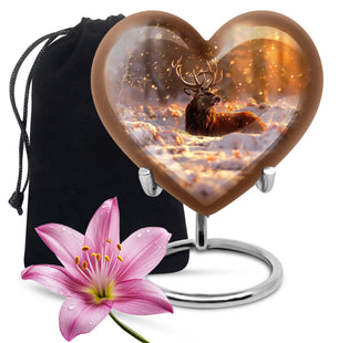 Heart Shaped Deer Urn Large Urn 10 Inch