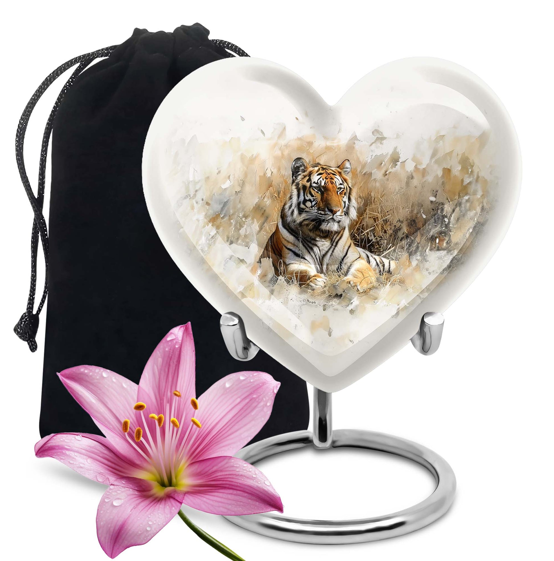 Heart Shaped Tiger Urn Large Urn 10 Inch