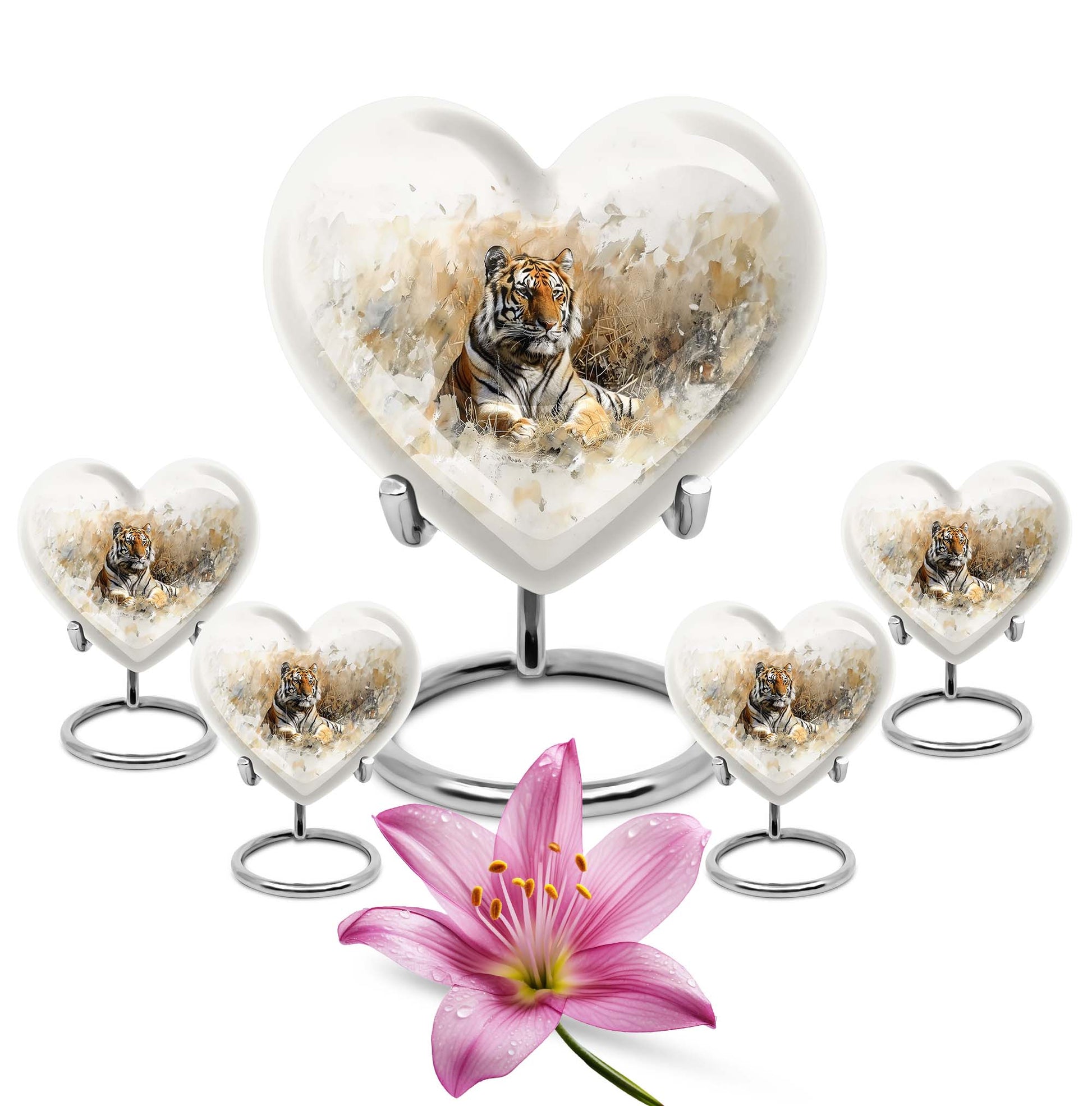 Heart Shaped  Large Urn With 4 Keepsake