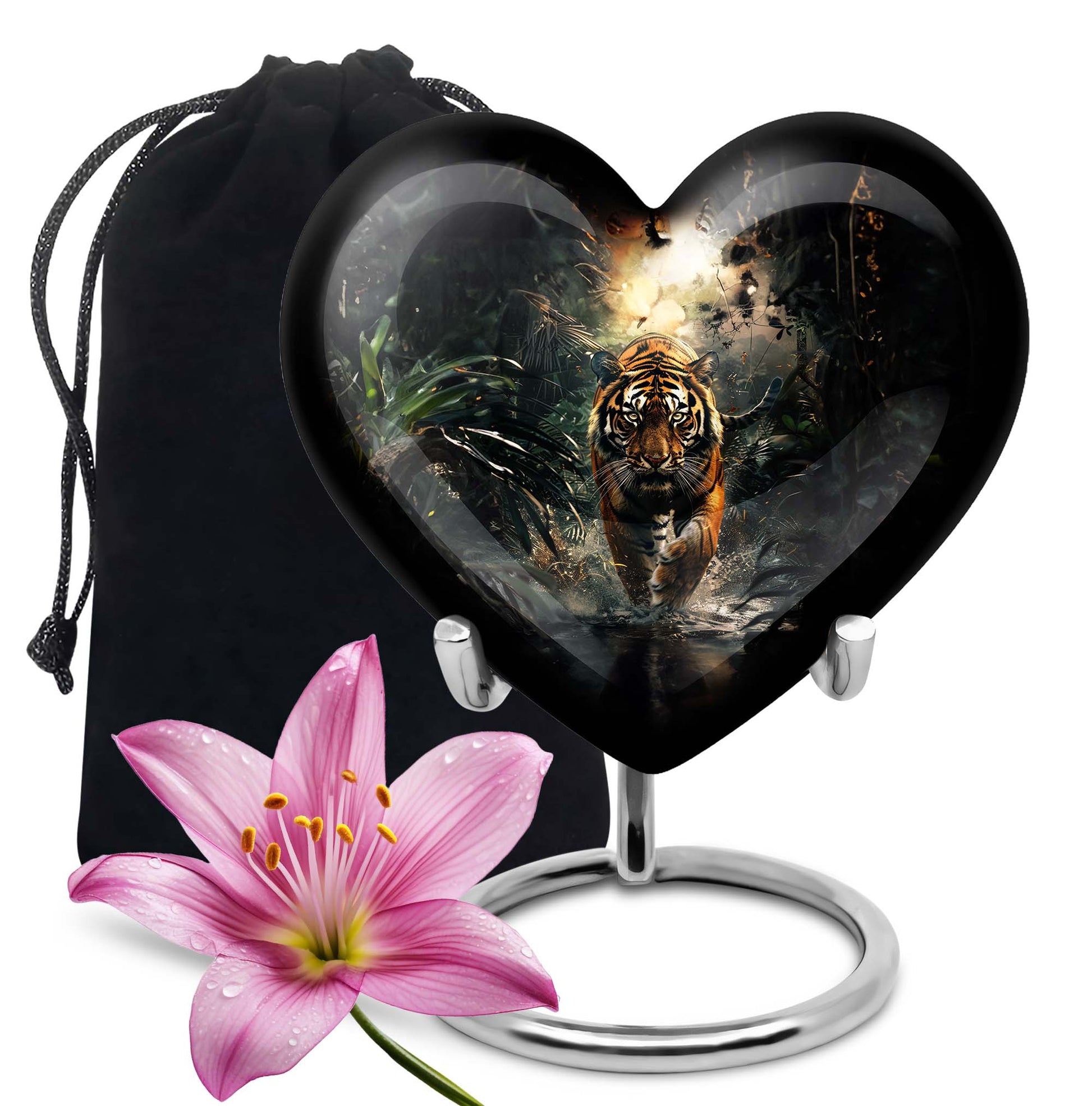 Heart Shaped Tiger Urn Large Urn 10 Inch