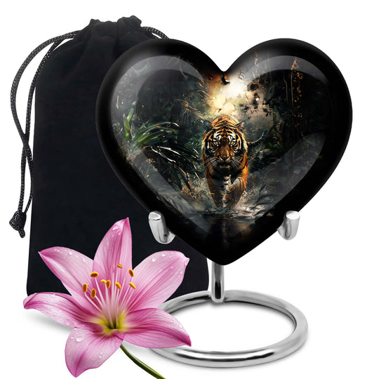 Heart Shaped Tiger Urn Large Urn 10 Inch