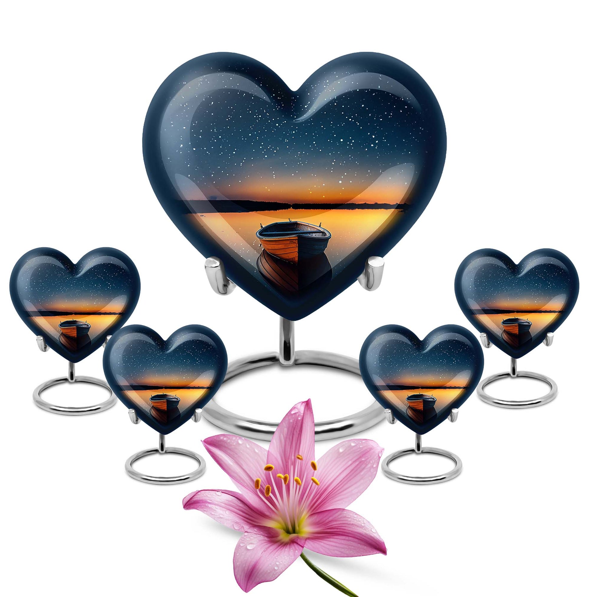 Heart Shaped  Large Urn With 4 Keepsake