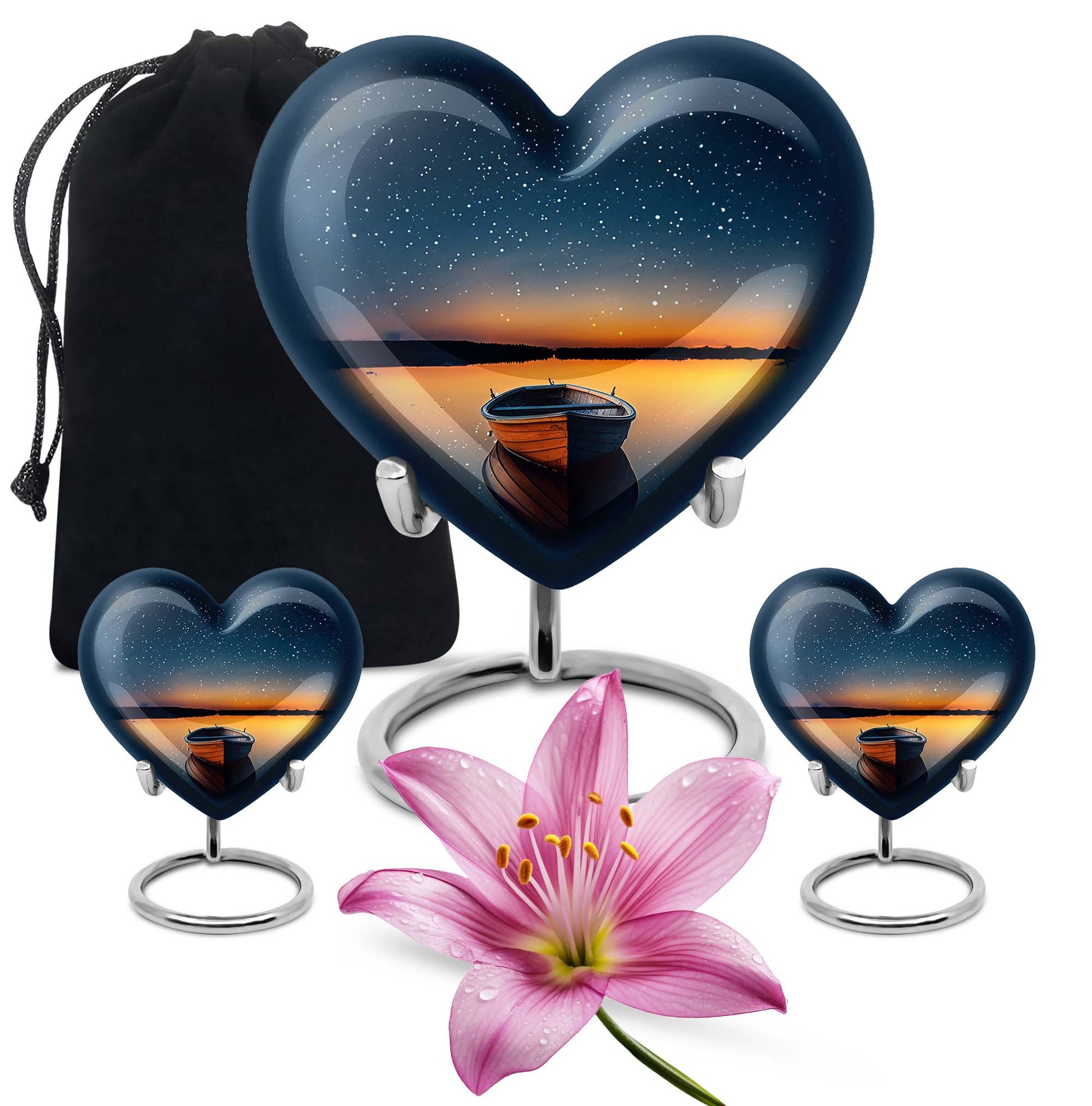 Heart Shaped  Large Urn With 2 Keepsake