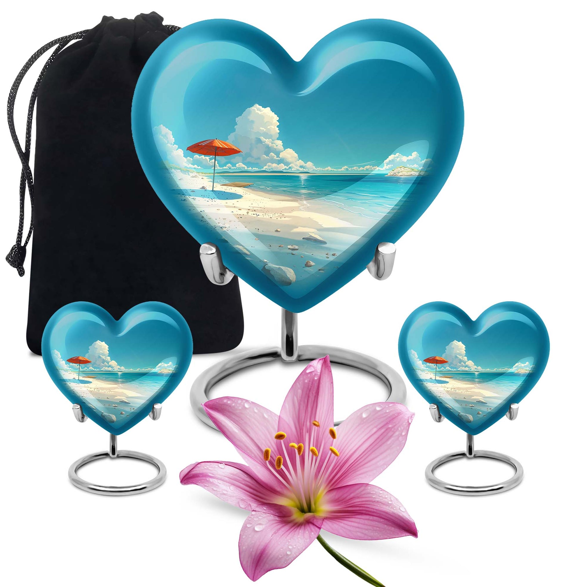 Heart Shaped  Large Urn With 2 Keepsake