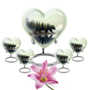 Heart Shaped  Large Urn With 4 Keepsake