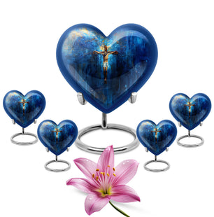 Jesus Theme Large Urn With 4 Keepsake Urn