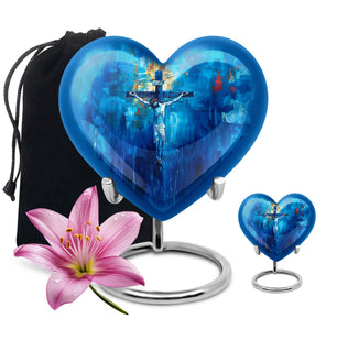 Jesus Theme Large Urn With 1 Keepsake Urn